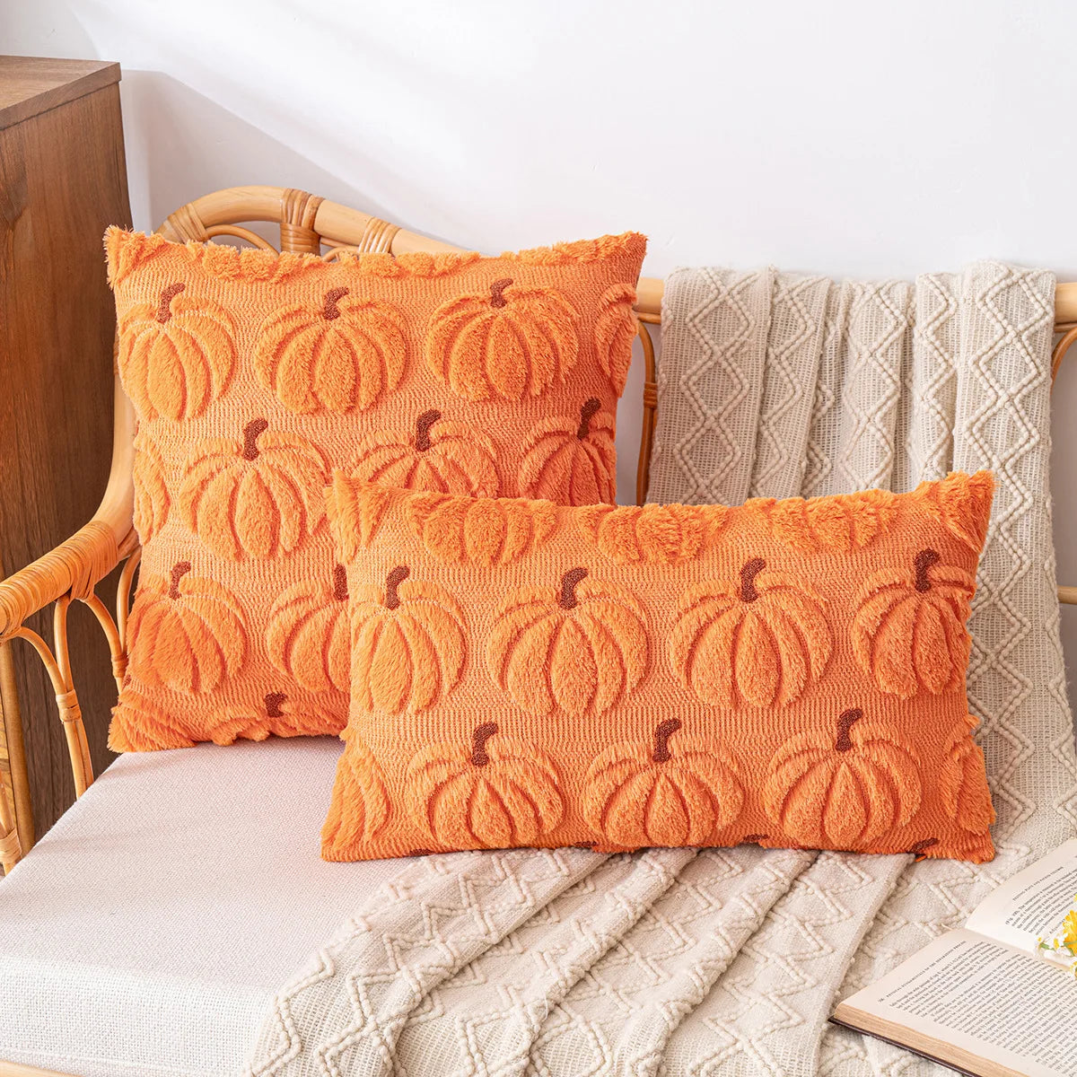 Pumpkin Throw Pillow Cover/Pillowcase Autumn Theme Beautiful and Comfy (PILLOW INSERTS NOT INCLUDED)
