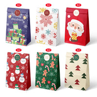 12/24pcs Christmas Kraft Paper Bags Multiple Designs