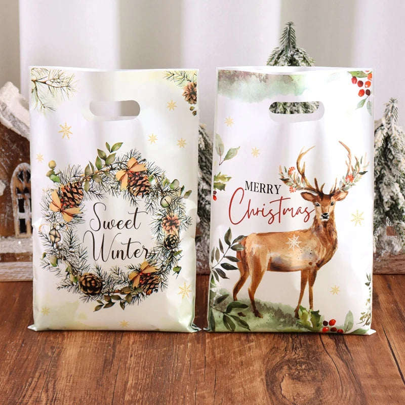 10/20/50pcs Christmas Gift Bags - Stylized Packaging Bag Holiday Christmas