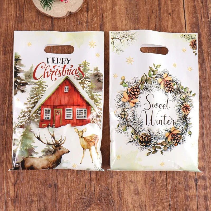 10/20/50pcs Christmas Gift Bags - Stylized Packaging Bag Holiday Christmas