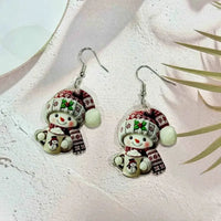 New Christmas Snowman Earrings Flat Acrylic Creative Christmas Decoration Cartoon Santa Claus Necklace Earrings
