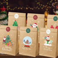 12/24pcs Christmas Kraft Paper Bags Multiple Designs
