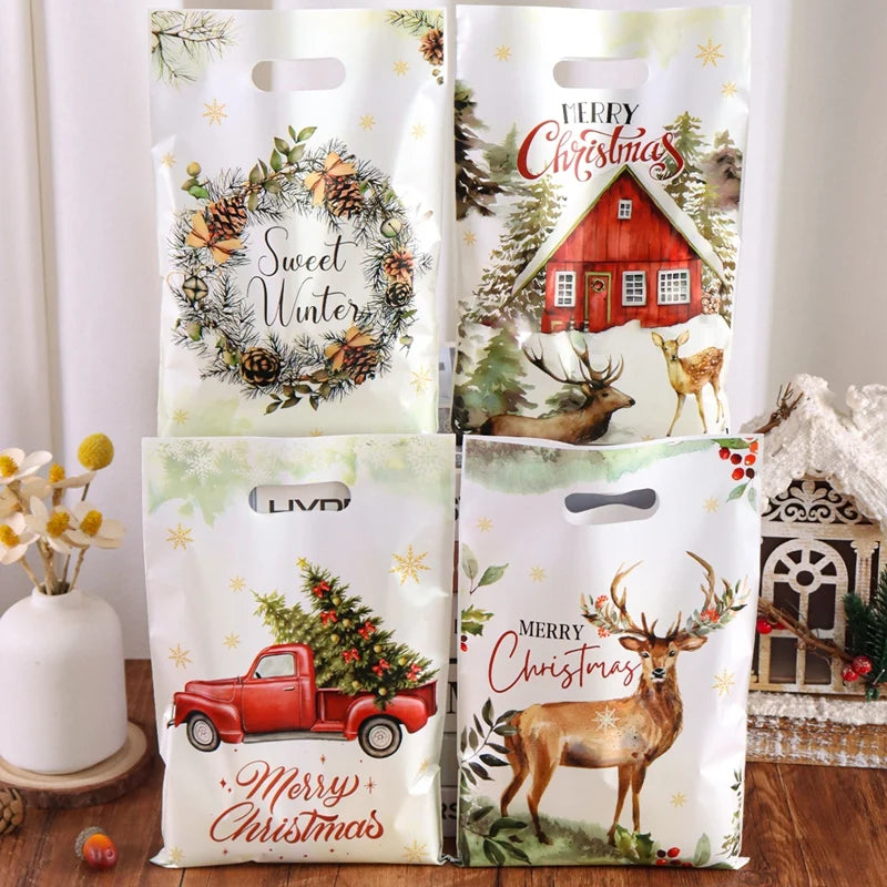 10/20/50pcs Christmas Gift Bags - Stylized Packaging Bag Holiday Christmas