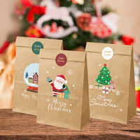 12/24pcs Christmas Kraft Paper Bags Multiple Designs