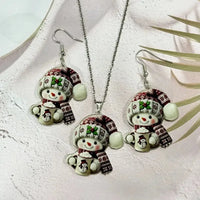 New Christmas Snowman Earrings Flat Acrylic Creative Christmas Decoration Cartoon Santa Claus Necklace Earrings