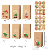 12/24pcs Christmas Kraft Paper Bags Multiple Designs
