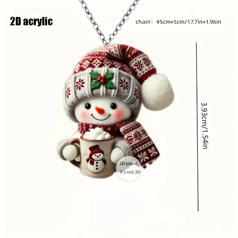 New Christmas Snowman Earrings Flat Acrylic Creative Christmas Decoration Cartoon Santa Claus Necklace Earrings