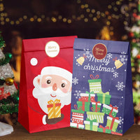 12/24pcs Christmas Kraft Paper Bags Multiple Designs