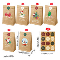 12/24pcs Christmas Kraft Paper Bags Multiple Designs