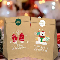 12/24pcs Christmas Kraft Paper Bags Multiple Designs