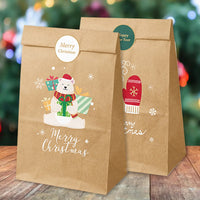 12/24pcs Christmas Kraft Paper Bags Multiple Designs