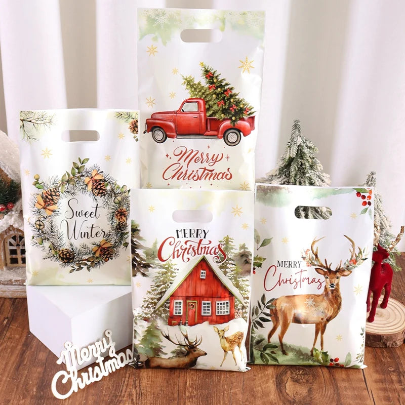 10/20/50pcs Christmas Gift Bags - Stylized Packaging Bag Holiday Christmas