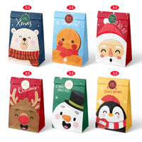 12/24pcs Christmas Kraft Paper Bags Multiple Designs
