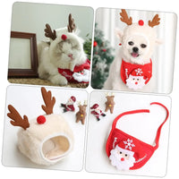 Cute Christmas-themed Pet Costumes - Saliva towel and Hats for Dogs and Cats